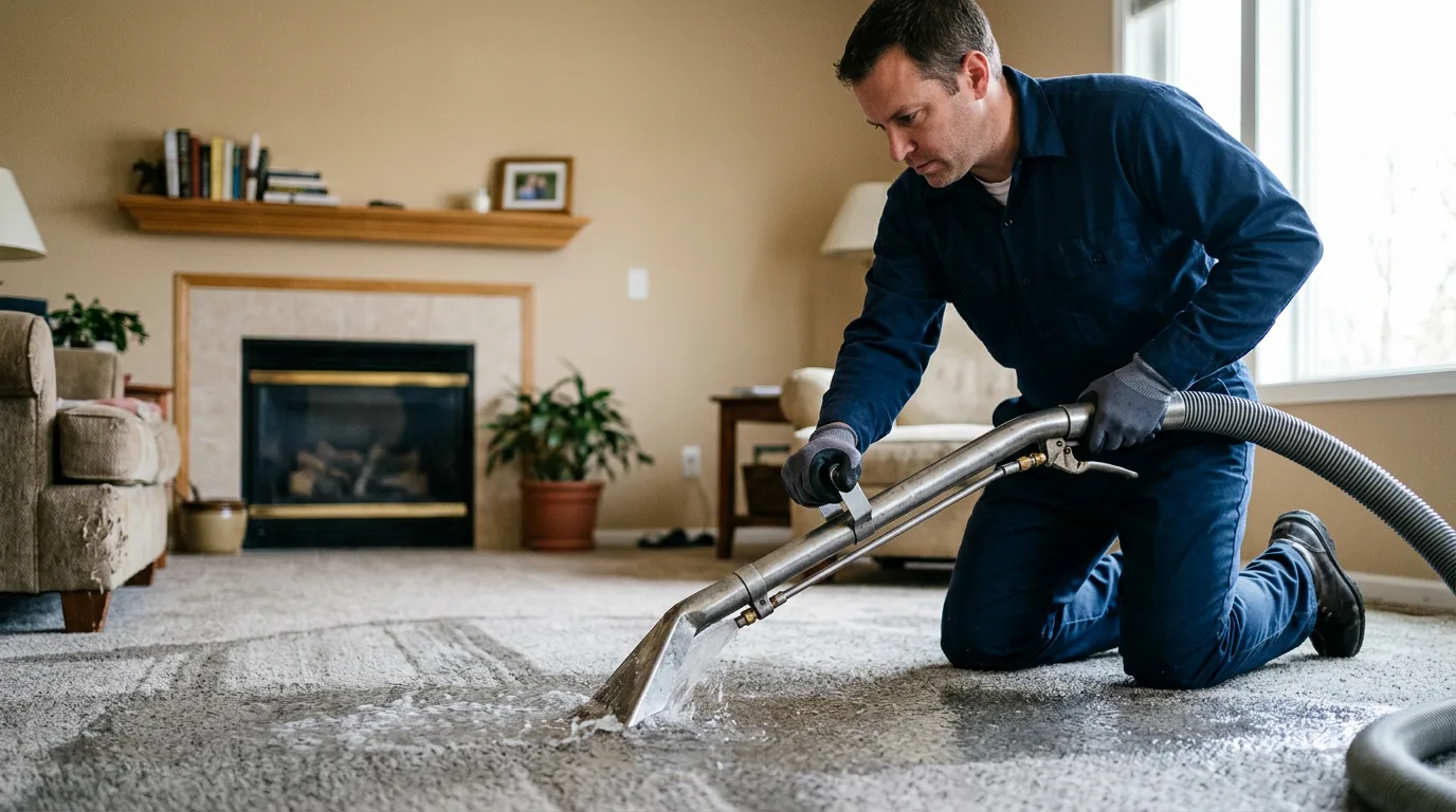 Water damage restoration technician working near Montgomery, TX